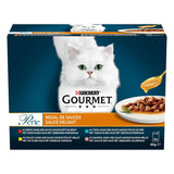 Pärla | Såshållare | Vuxen katt | Nötkött, kyckling, tonfisk, lax | 12 x 85g | Färskhetspåsar (förpackningen kan variera)