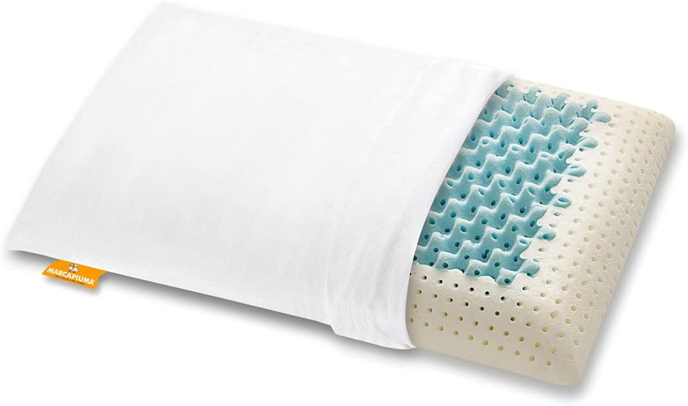Marcapiuma - Ett par memory-nackstödskuddar - Miss & Mister - Ultra andningsbar del - 100 % bomullsöverdrag - Ortopediskt - Visco Kudde Memory Foam - MEDICINSKA PRODUKT - Tillverkad i Italien Naty Shop standardkuddar