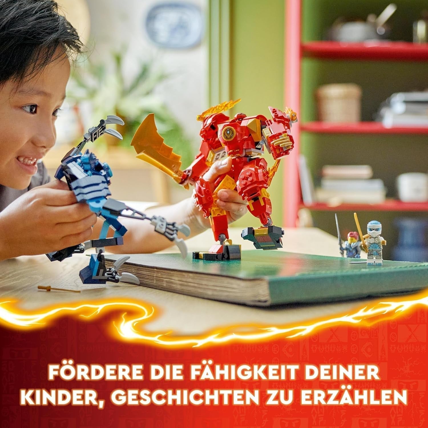 LEGO NINJAGO Kai's Fire Mech actionfigurleksak för barn med anpassningsbar röd mekfigur Ninjaset 4 figurer inklusive Kai och Zane Present för 7-åriga pojkar och flickor 71808 Byggset Beuche den LEGO-Store