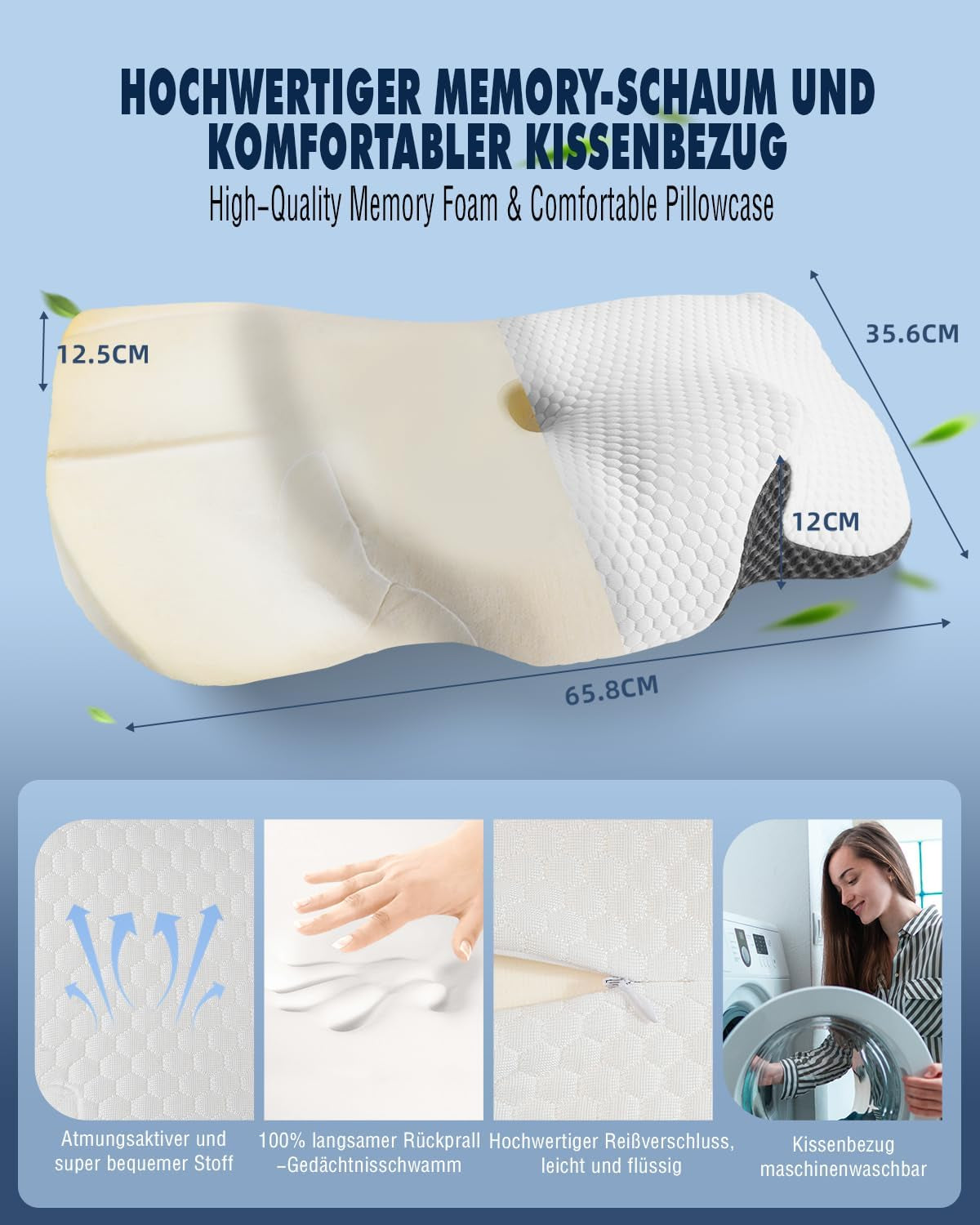 Nackkudde Ortopedisk kudde för nacksmärta Memory Foam Kudde Ergonomisk kudde för optimalt stöd Nackstödskudde för laterala rygg- och magstöd Cervikala ortopediska kuddar Naty Shop