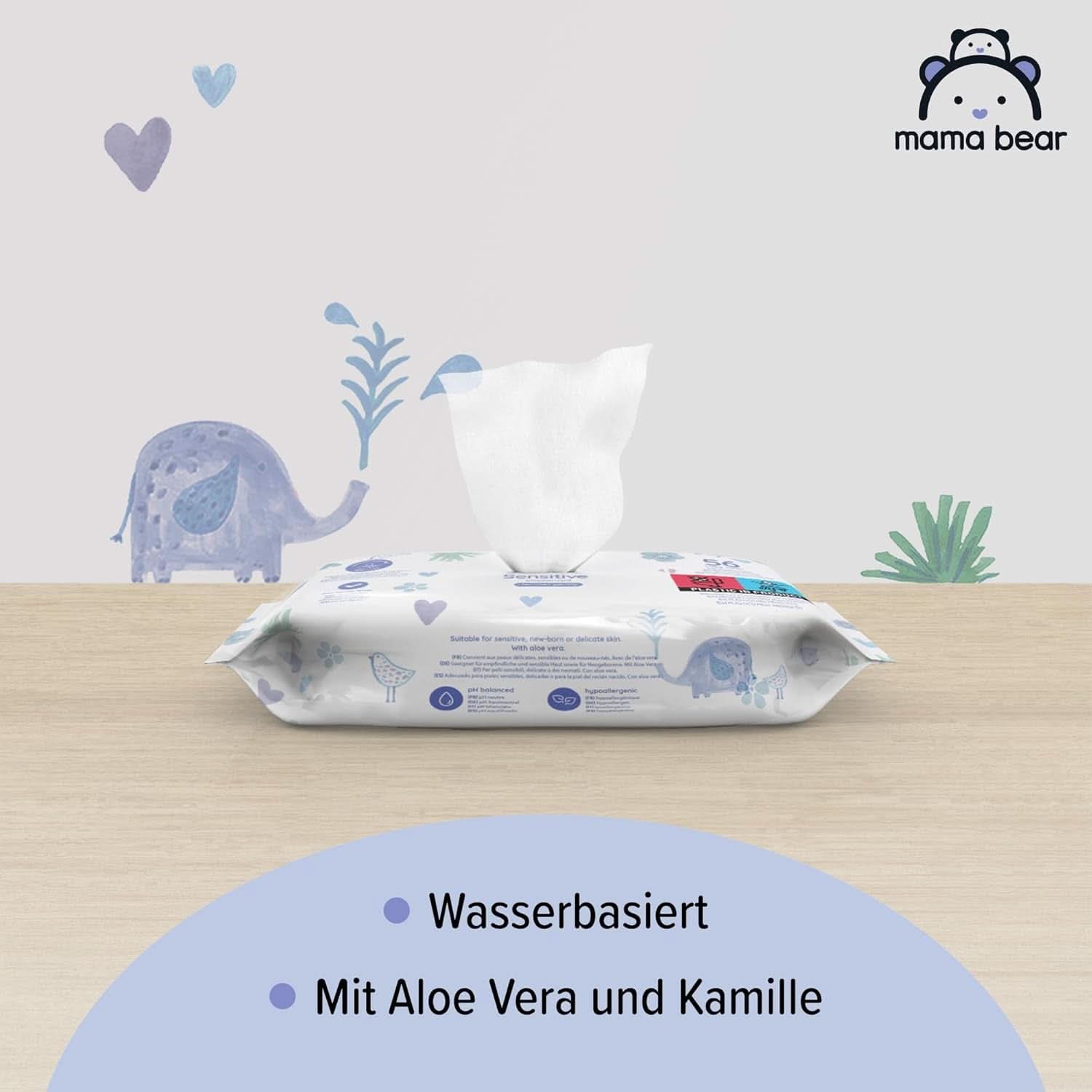 Naty Shop Mama Bear Sensitive Baby Wipes Oparfymerade