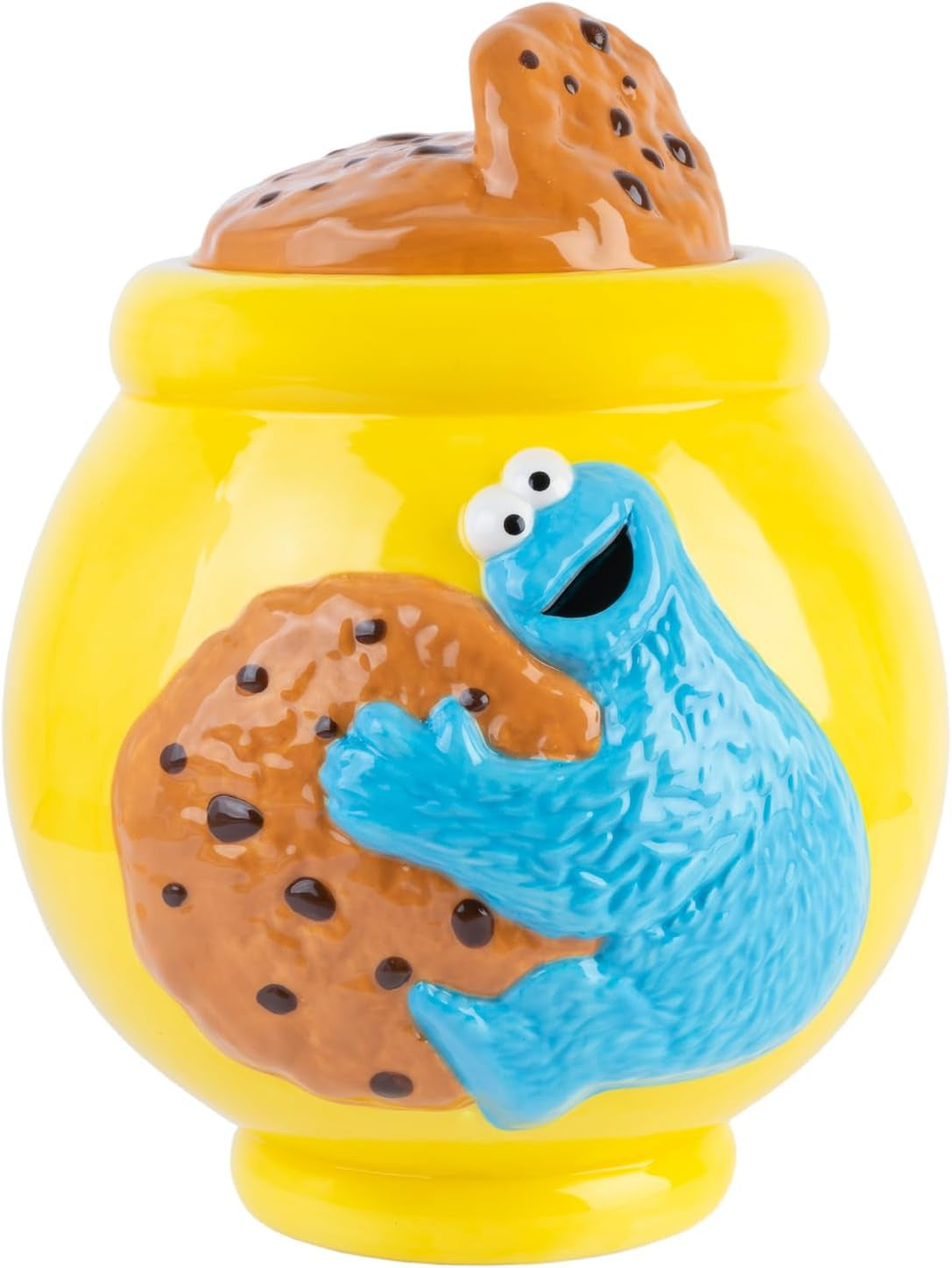 Grupo Erik Keramisk kakburk Sesame Street Cookie Monster - Kakburk med lock Stor 21,0 x 27,0 x 22,0 cm Förvaringsburk med lock Officiell Sesame Street-varor Matförvaringslådor Naty Shop Baloo