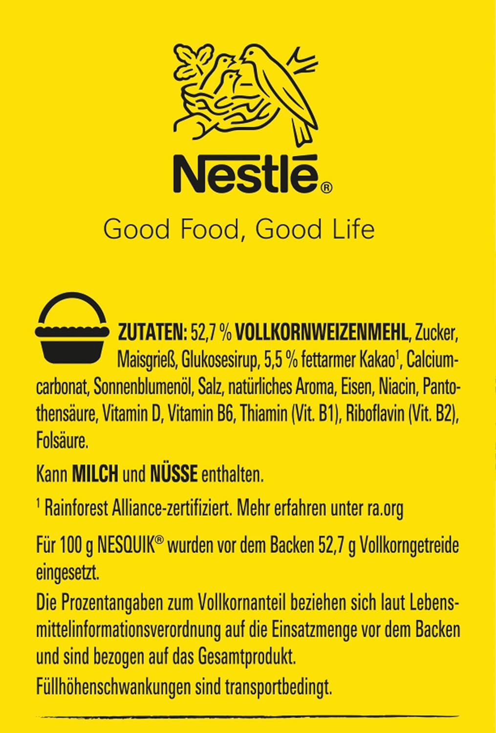 Nesquik Nestlé Nesquik Crunchy Breakfast, flingor med choklad och fullkorn, 1 förpackning (1 x 330g)