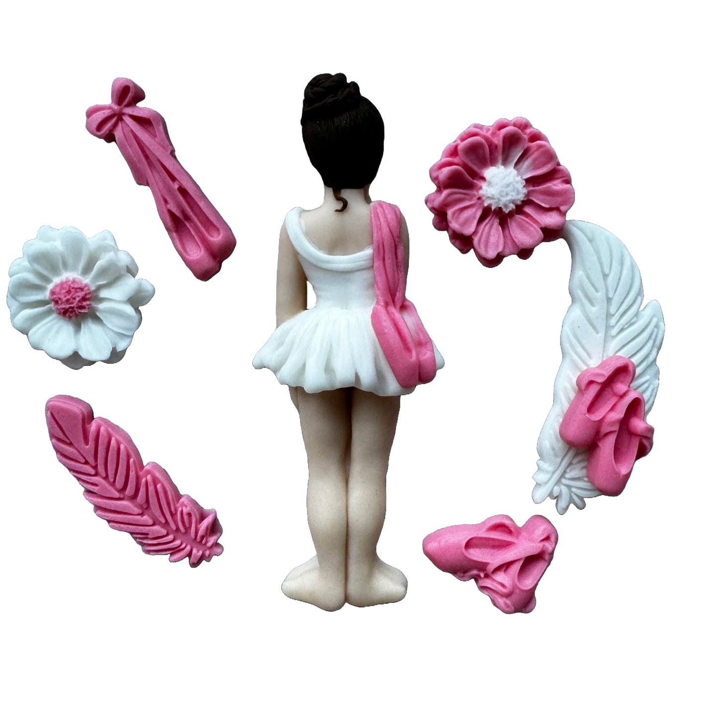 Set med 8 ätliga sockerdekorationer, Ballerina Sugar Paste Decorations Naty Shop