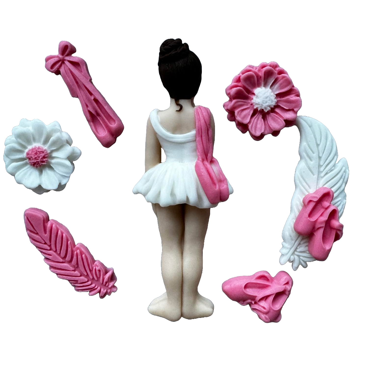 Set med 8 ätliga sockerdekorationer, Ballerina Sugar Paste Decorations Naty Shop