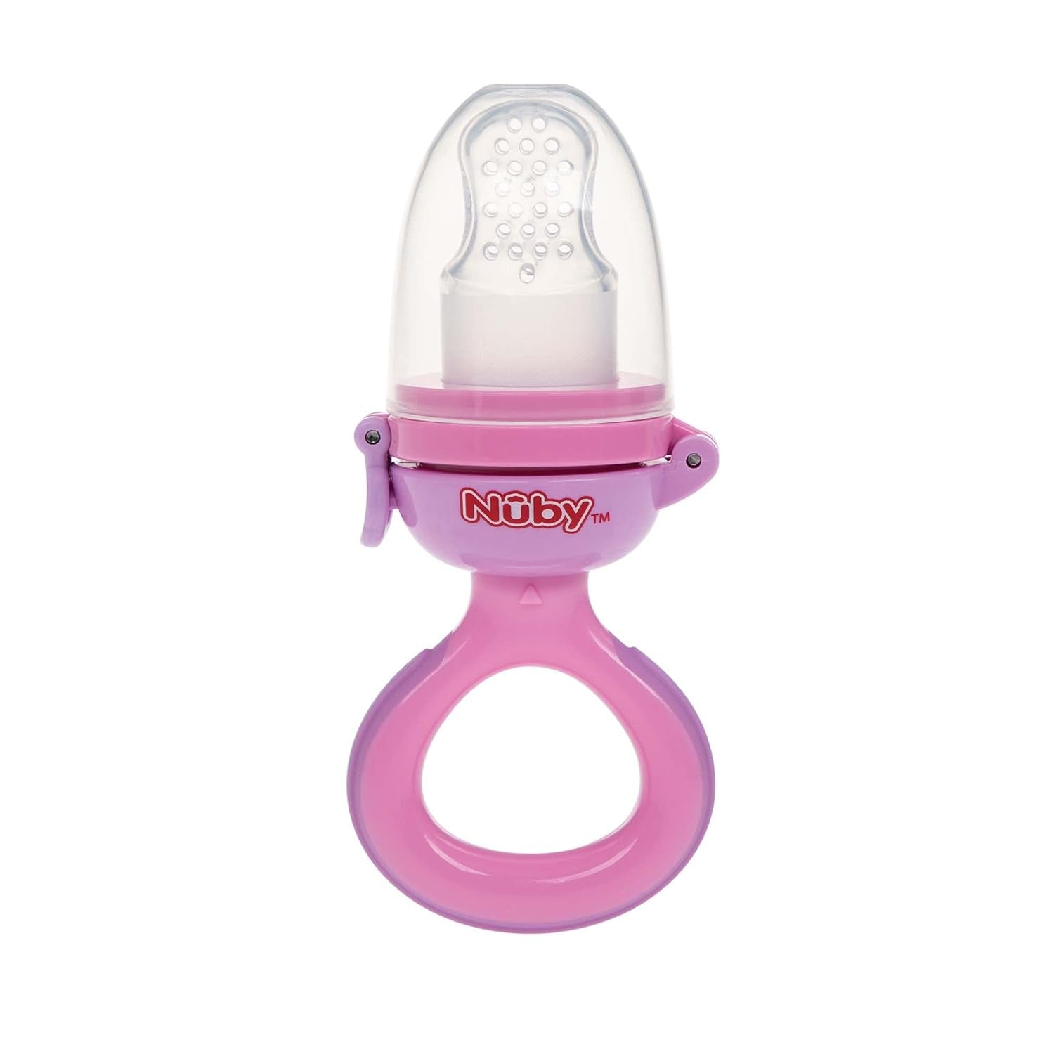 Nuby Silicone Fruit Feeder Nibbler - Fruktmatare för bebisar 6 månader och småbarn - Brickring för frukt, grönsaker och puréer - BPA-fri - Rosa - 6+ månader