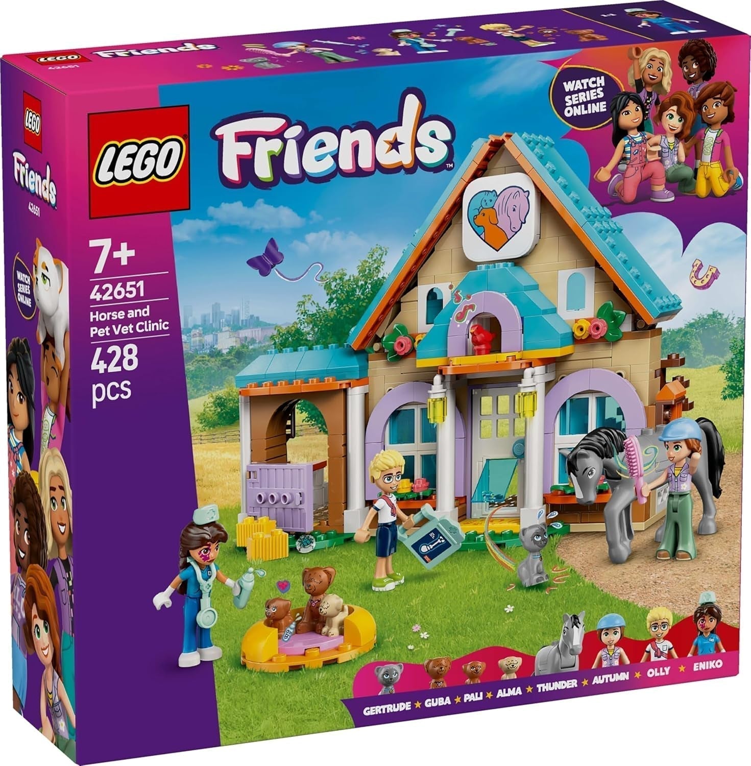 LEGO Friends veterinärskåp för hästar och husdjur, bygg- och lekset för fantasifulla rollspel med 3 minifigurer och 5 djurfigurer, presentidé för tjejer 7 år 42651 Byggset Besuche den LEGO-Store