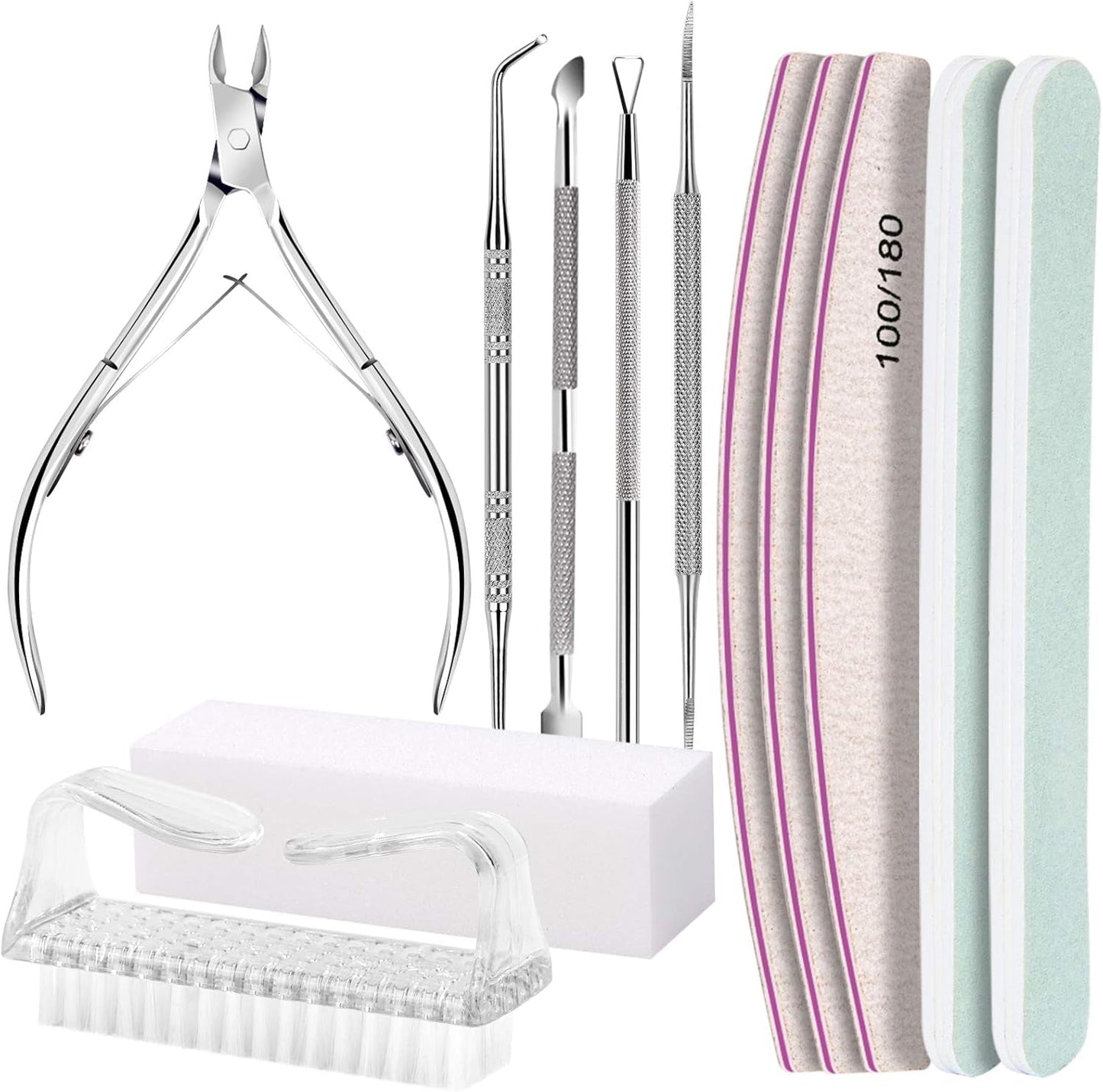 FANDAMEI Manikyr Set, Buffer Für Nägel, Nagelfeile 100/180, Nagelfeilen Für Gelnägel, Nagelhautschieber, Buffer Für Gelnägel, Feilen Für Gelnägel, Nagelzange, Nagelfeilen Set, Maniküre & Pedikyr Set