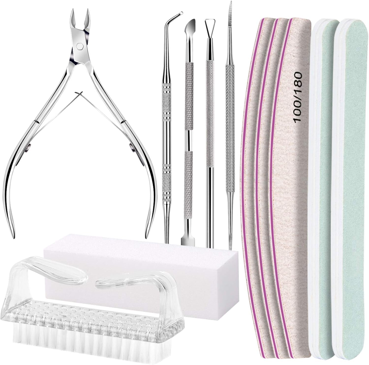 FANDAMEI Manikyr Set, Buffer Für Nägel, Nagelfeile 100/180, Nagelfeilen Für Gelnägel, Nagelhautschieber, Buffer Für Gelnägel, Feilen Für Gelnägel, Nagelzange, Nagelfeilen Set, Maniküre & Pedikyr Set