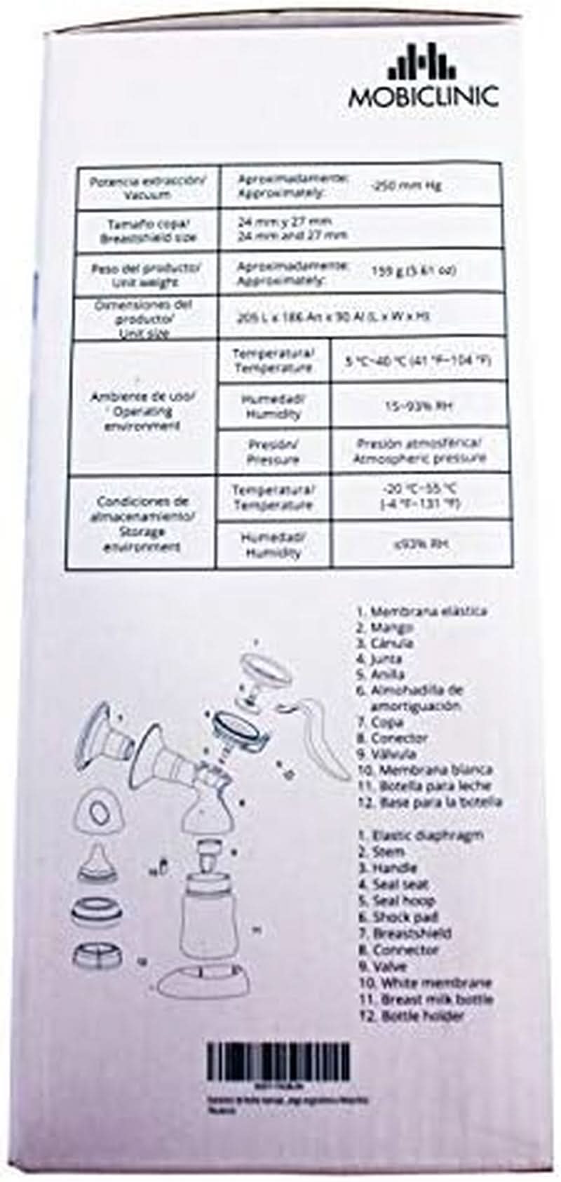 Mobiclinic ®, Manuell bröstpump, europeiskt märke, ergonomiskt handtag Tillbehör Mat och amning Bebe Naty Shop