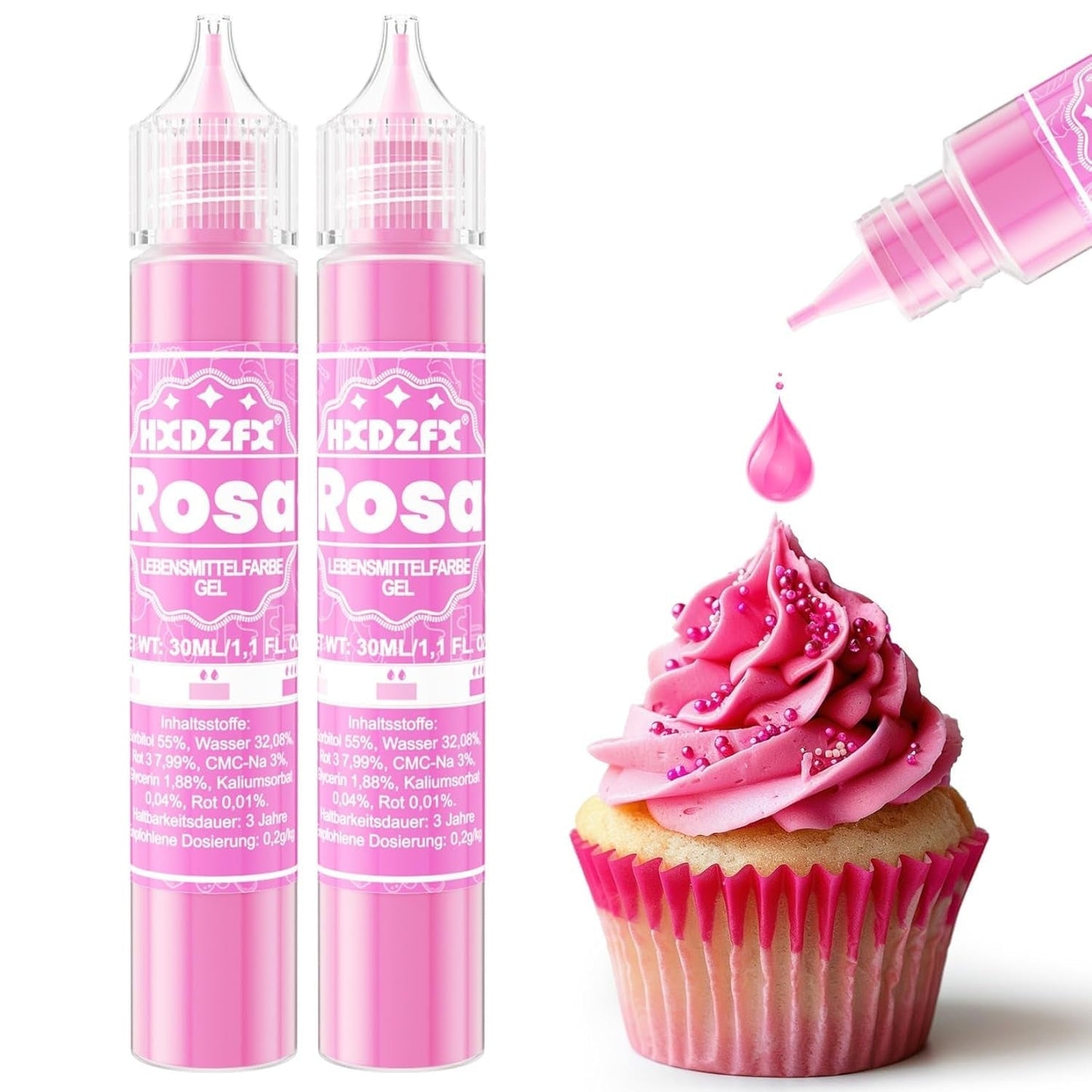 Gel matfärg - HXDZFX 2×30ml, sockerfri matfärg, högkoncentrerad, för dekoration av kakor, vit fondant, makroner, kakor, bakning, påskägg, slem (druvor lila)