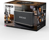 Tower T826175GRY Renaissance brödkorg, kapacitet 16 l, enkel lock, grå Matförvaringslådor Naty Shop