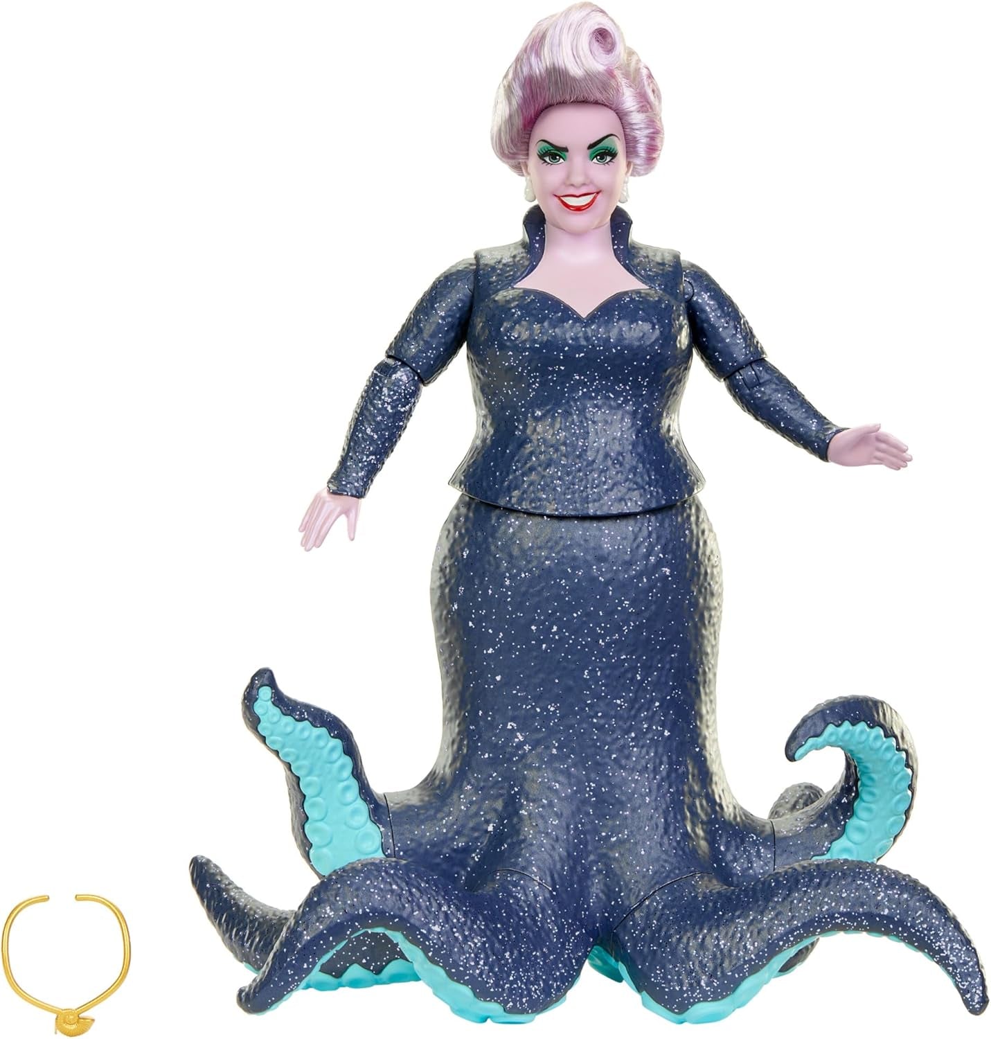Mattel DISNEY Ariel The Little Mermaid - Ursula med tentakler, avtagbart halsband och lavendelbulle för oändligt stylingkul, lämplig för barn från 3 år och uppåt, HLX12