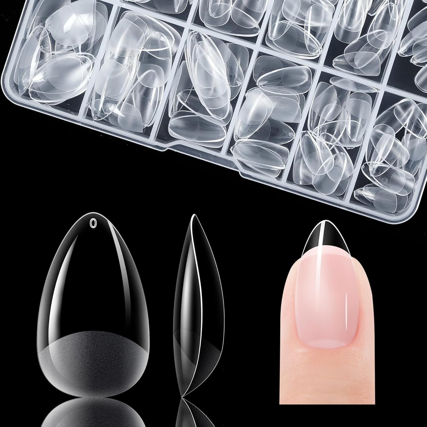 Gelike Ec Short Almond Nails - Heltäckande mjuka naglar, förpolerade konstgjorda naglar för nagelförlängning, Hemma Nagelstudio, Gör-det-själv-salong, 120 st, 12 storlekar
