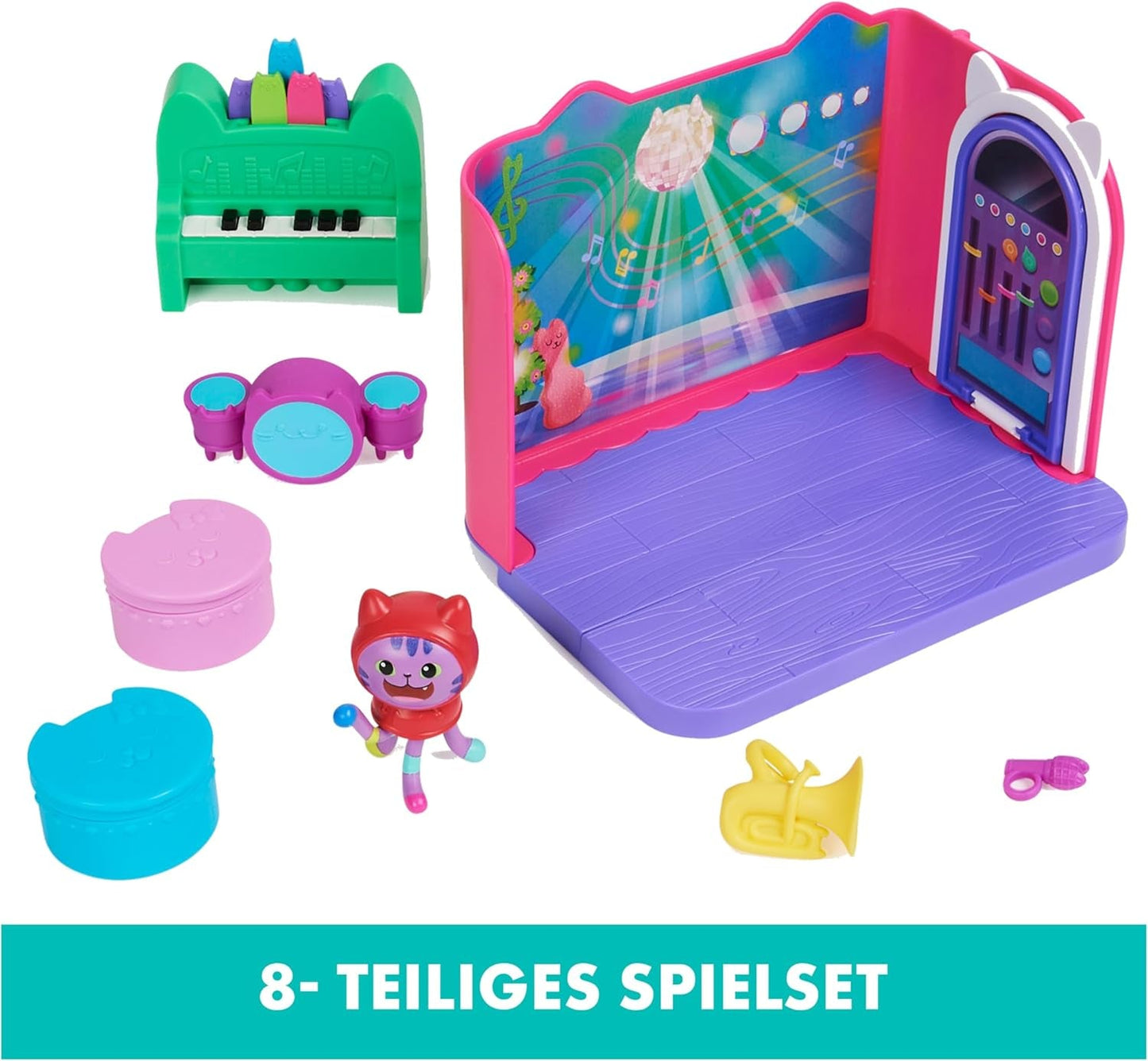 Gabby Dollhouse Deluxe Room Groovy Music Room och Deluxe Room Sweet Dreams Fluffy Cat Bedroom