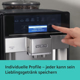 Automatisk espressomaskin Siemens EQ.6 plus s700 TE657503DE, för många kaffespecialiteter, mjölkskummare, keramisk kvarn, dubbel kaffefunktion, anti-kalk, automatisk ångrengöring, 1500 W, rostfritt stål