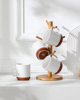 MALACASA kaffemuggset, 350ml muggset av stengods för 4 personer, moderna kaffemuggar för te, juice, latte, cappuccino, varm choklad. Tål diskmaskin och mikrovågsugn, TARA-serien, kakivit