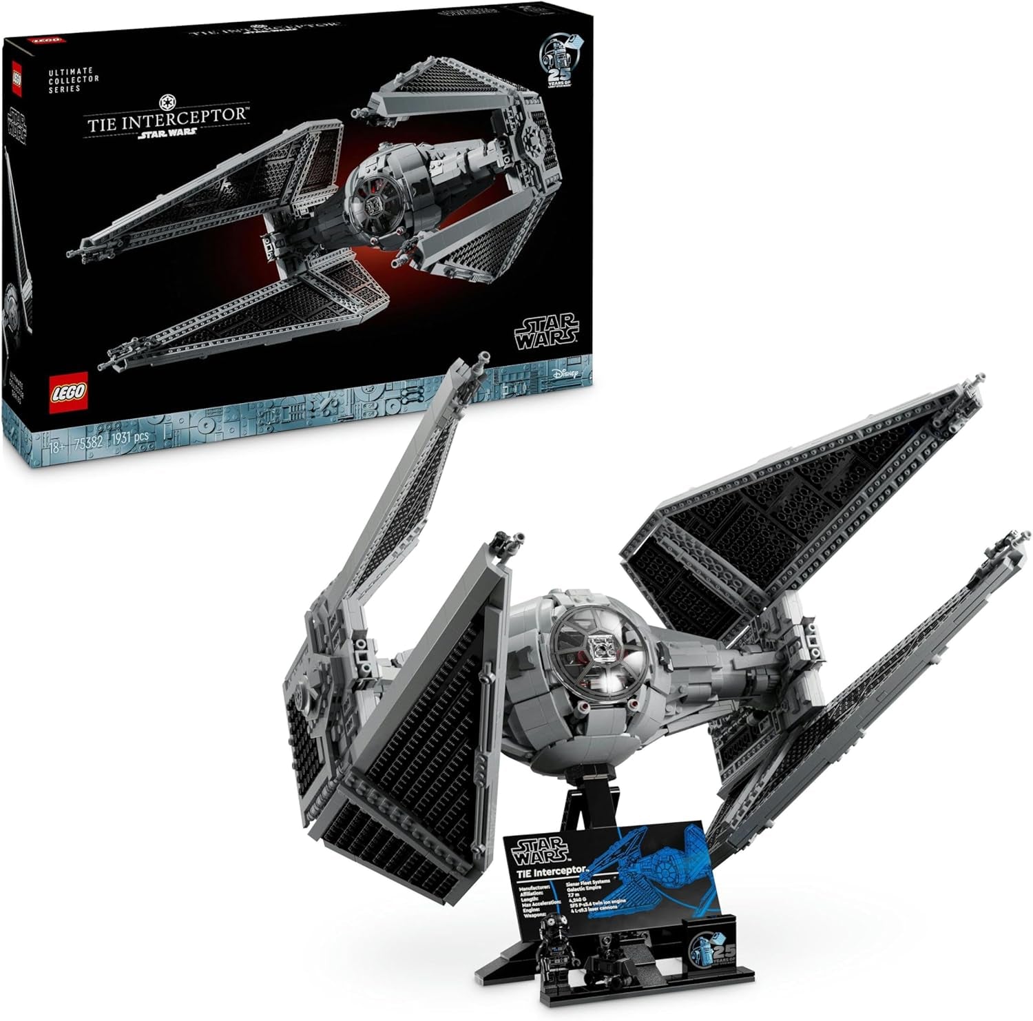LEGO Star Wars Tie Interceptor Ultimate Collector Series Kreativt byggset för vuxna Starfighter Brick Model Fan Present Samlarobjekt Ucs Set 75382 Besuche den LEGO-Store Byggset Standardtitel