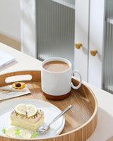 MALACASA kaffemuggset, 350ml muggset av stengods för 4 personer, moderna kaffemuggar för te, juice, latte, cappuccino, varm choklad. Tål diskmaskin och mikrovågsugn, TARA-serien, kakivit