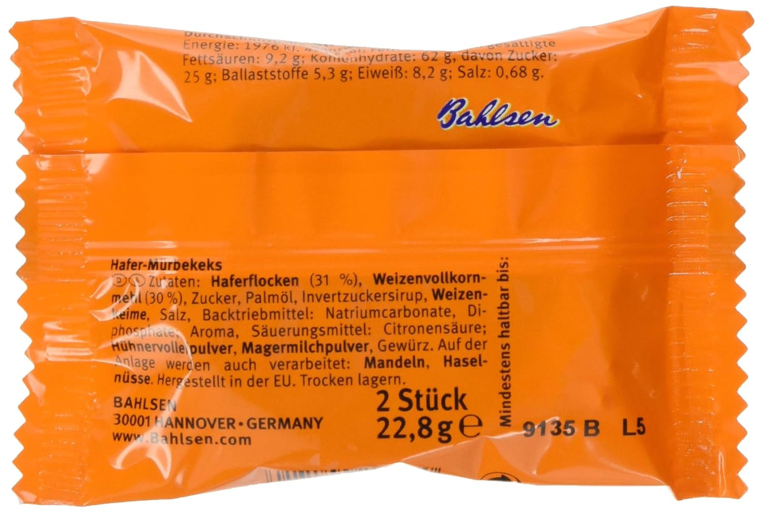 Brandt Hobbits Crunchy - 2-pack - Cateringkartong med 60-pack - Högfibrig havregryn fullkornskex (60 x 22,8 g)