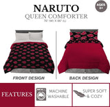Franco Naruto Anime Akatsuki Mönster Mjuk Mikrofiber Sängkläder Duvet Queen, (officiell Naruto-produkt) Täcken och täcken Naty Shop