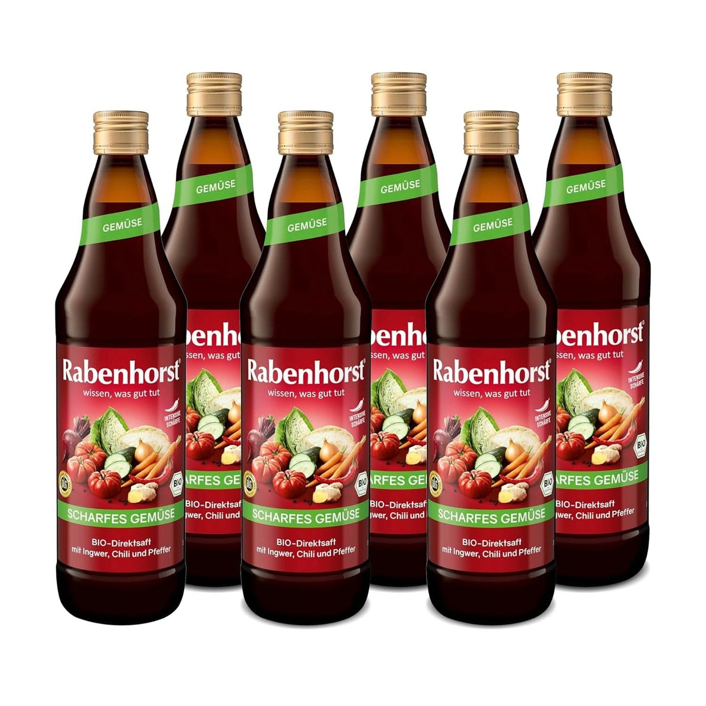 RABENHORST (6 x 700 ml) - Högkvalitativ grönsaksjuice från olika grönsaker med en intensiv kryddig smak Alkoholfria drycker Naty Shop