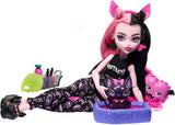 MONSTER HIGH Docka och pyjamasfesttillbehör Draculaura Fladdermusräkning Fabulous Doll Pet Creepover Party HPY66 Naty Shop Dolls
