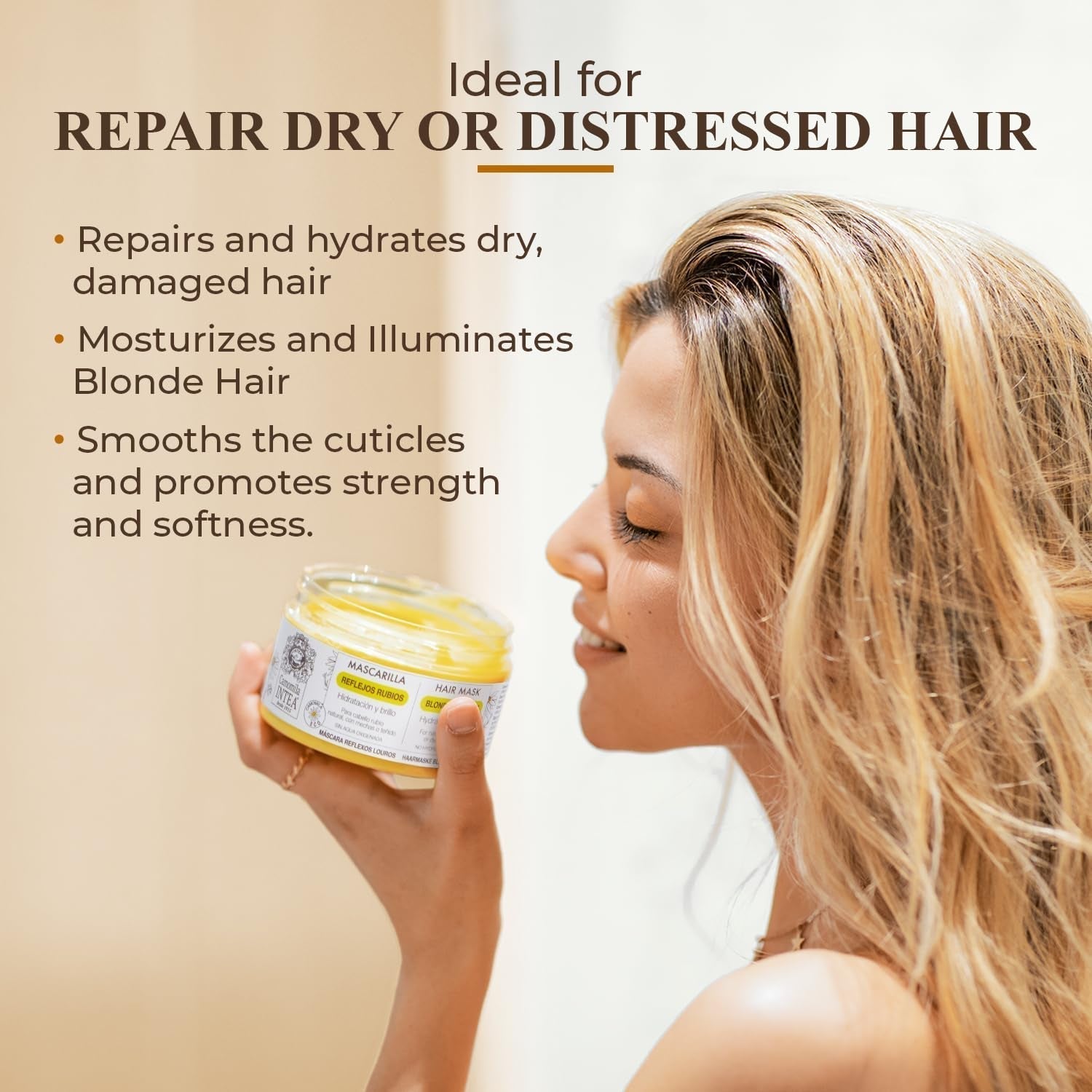 Intea Chamomile - Blond Reflections Hair Mask - Återfuktar och ger näring åt blont hår - 250 ML Naty Shop Hair Mask