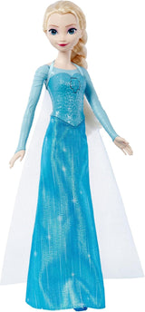 Mattel Toys Disney Frozen Elsa Singing Doll i ikonisk outfit, sjunger "Let It Go" från Disney-filmen på engelska, franska, tyska, italienska, JDL58