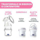Chicco elektrisk bröstpump med stimulerings- och extraktionsfaser, 10 intensitetsnivåer, bekväm och snabb, ergonomisk form, med lutande spene och tätt lock, vit, 150 ml Tillbehör Mat och amning Bebe Naty Shop