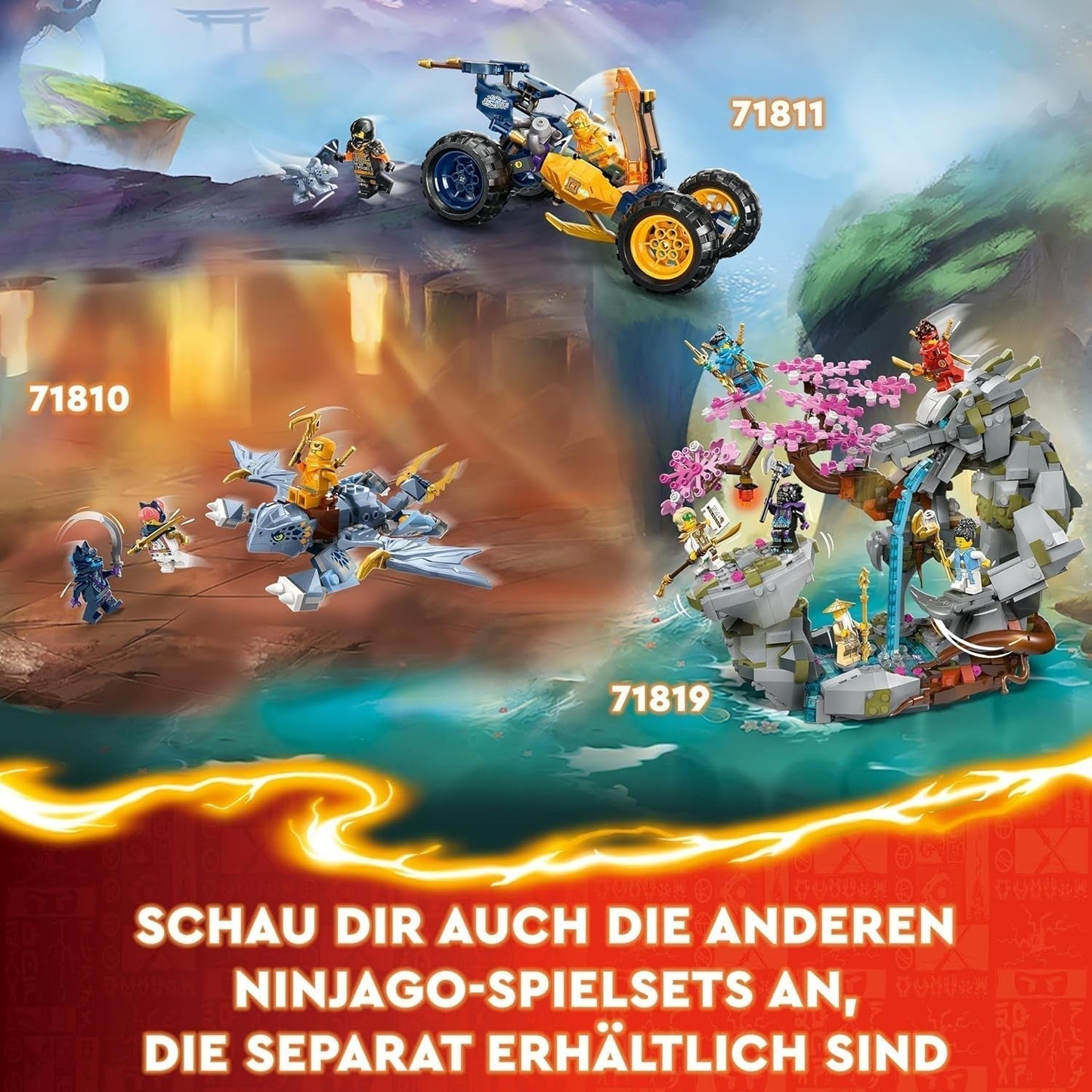 LEGO NINJAGO Kai's Ninja Climbing Mech Set, Ninja Toy med byggbar actionfigur och 4 minifigurer, Kids Adventure Set, födelsedagspresent för 9-åriga pojkar och flickor 71812 Byggset Beuche den LEGO-Store