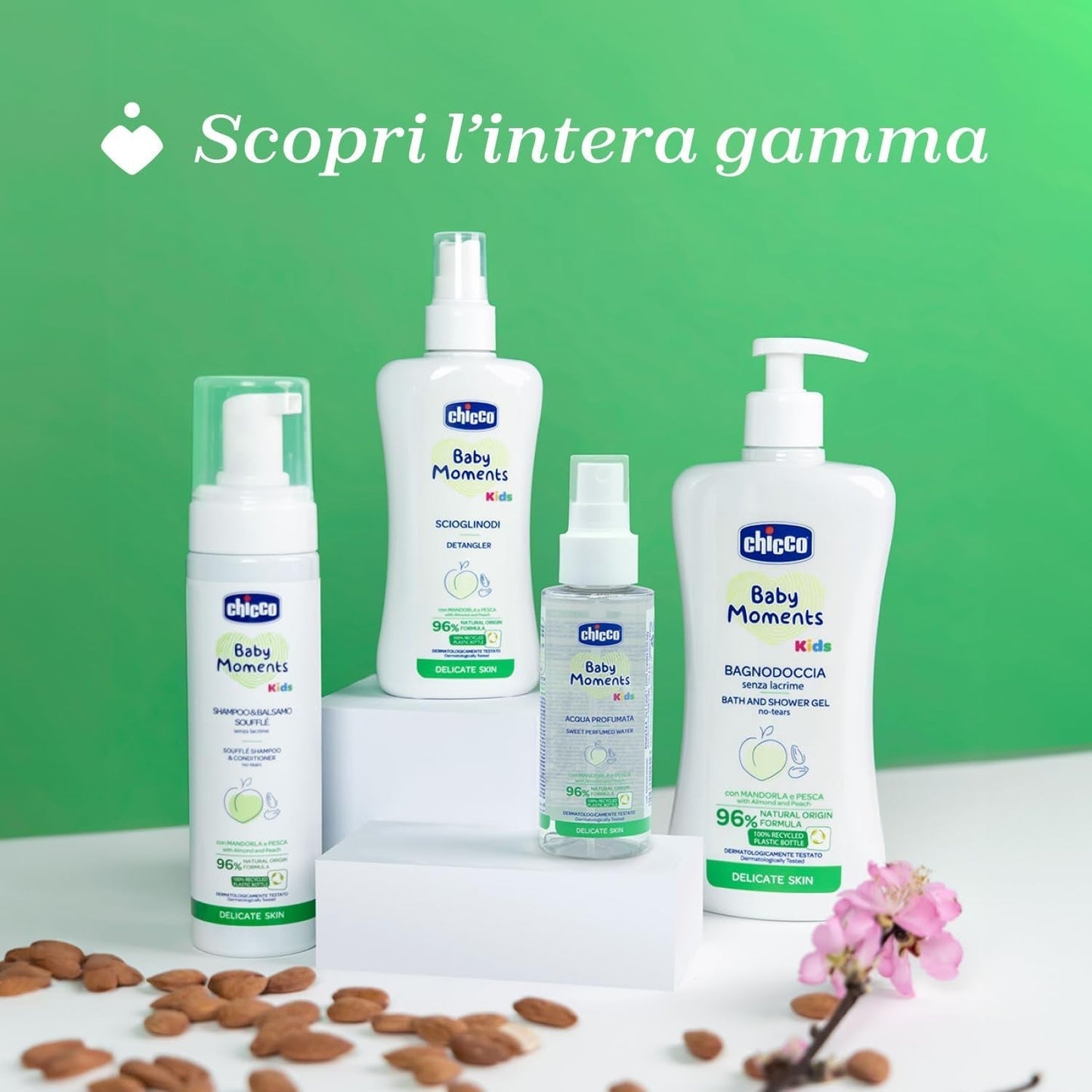 Chicco KIDS - ÖMLIG HUD - 2 I 1 MOUSSE: SCHAMPO OCH KONDITIONERING, 150 ml Barn - Bad och hudvård Naty Shop