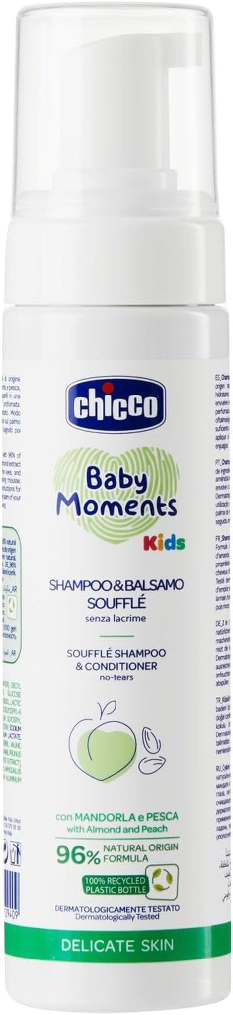 Chicco KIDS - ÖMLIG HUD - 2 I 1 MOUSSE: SCHAMPO OCH KONDITIONERING, 150 ml Barn - Bad och hudvård Naty Shop Standardtitel