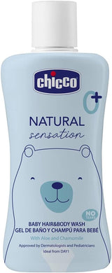 CHICCO NATURAL SENSATION - SET 2: 1 SCHAMPO OCH BAD - ICKE-TORKANDE 200 ML, 1 4IN1 CHANGE CREAM 100 ML Barn - Bad och hudvård Naty Shop
