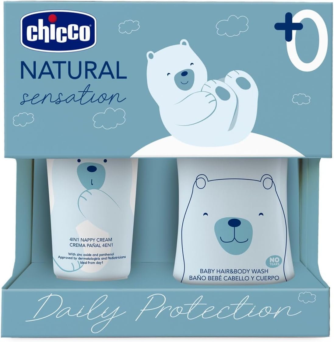 CHICCO NATURAL SENSATION - SET 2: 1 SCHAMPO OCH BAD - ICKE-TORKANDE 200 ML, 1 4I1 CHANGE CREAM 100 ML Barn - Bad och hudvård Naty Shop Standardtitel