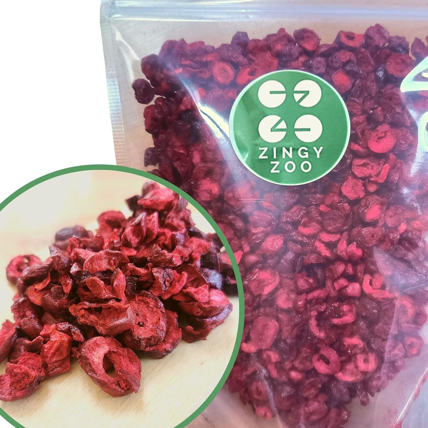 Frystorkade bittra körsbär | 100% naturliga frystorkade fruktbitar Torkad frukt | Torkade bittra körsbär | Frystorkade bittra körsbär | ZingyZoo Naty Shop Dehydrerade produkter 500G