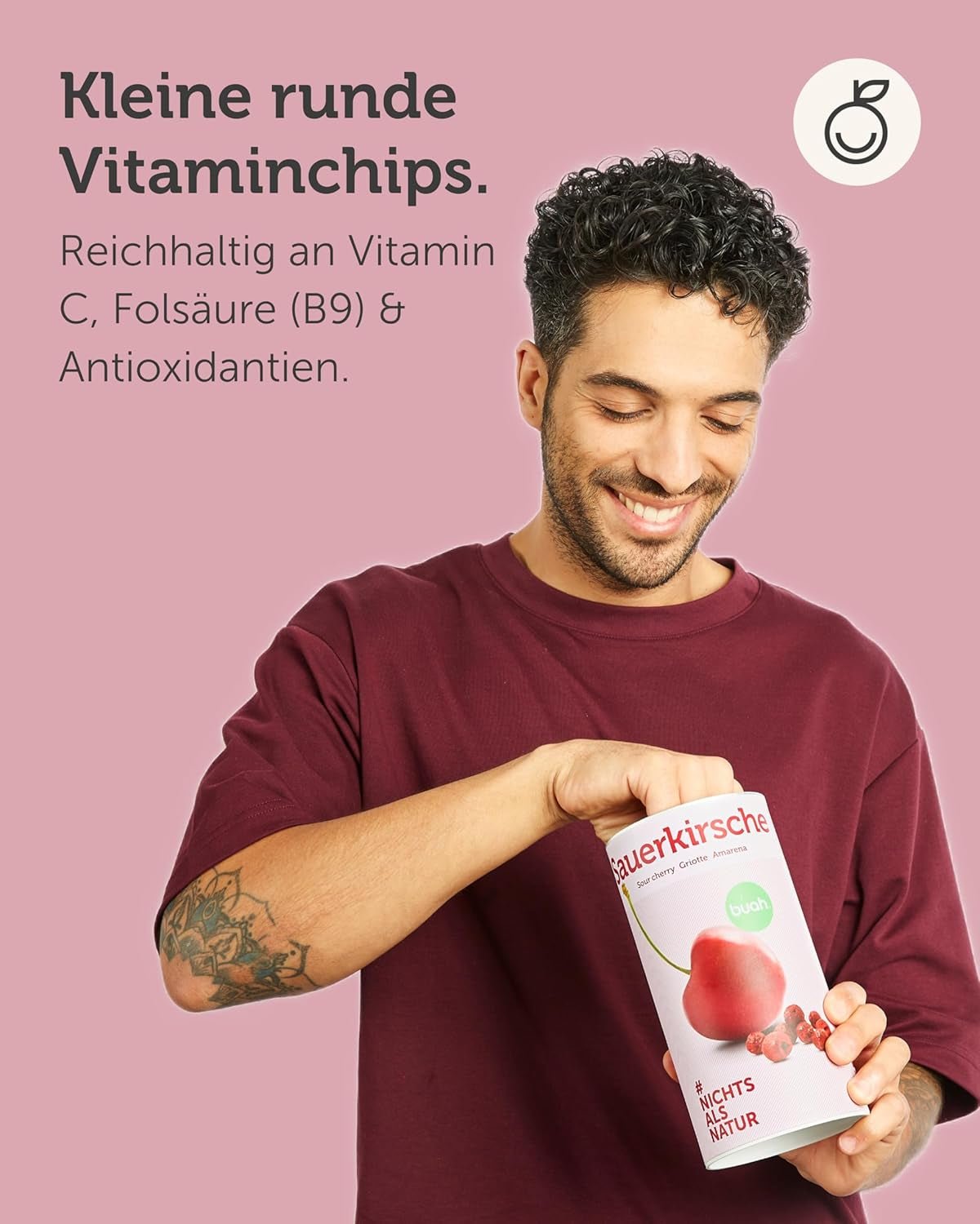 Frystorkade bittra körsbär BUAH® | Hela bittra körsbär som mellanmål eller till müsli | Idealisk ersättning för godis | Vegansk och utan tillsatt socker | 135g Naty Shop torkade produkter