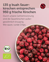 Frystorkade bittra körsbär BUAH® | Hela bittra körsbär som mellanmål eller till müsli | Idealisk ersättning för godis | Vegansk och utan tillsatt socker | 135g Naty Shop torkade produkter