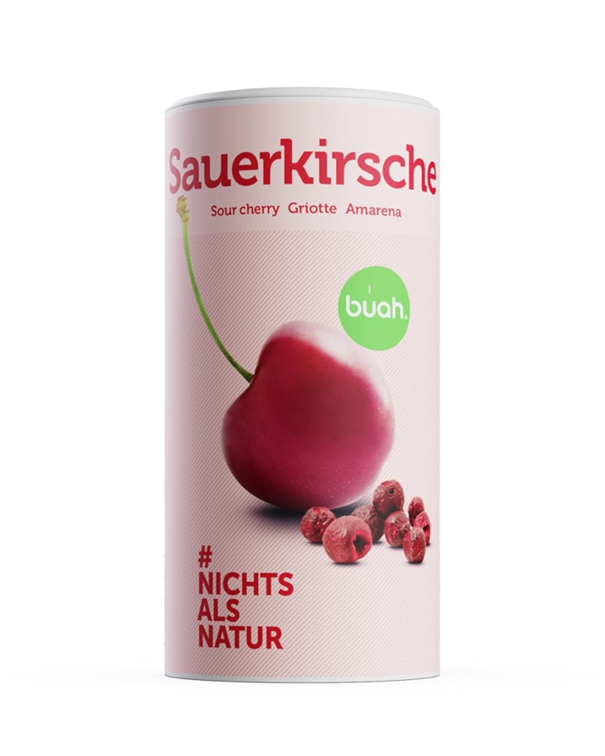 Frystorkade bittra körsbär BUAH® | Hela bittra körsbär som mellanmål eller till müsli | Idealisk ersättning för godis | Vegansk och utan tillsatt socker | 135g Naty Shop uttorkade produkter Standardtitel