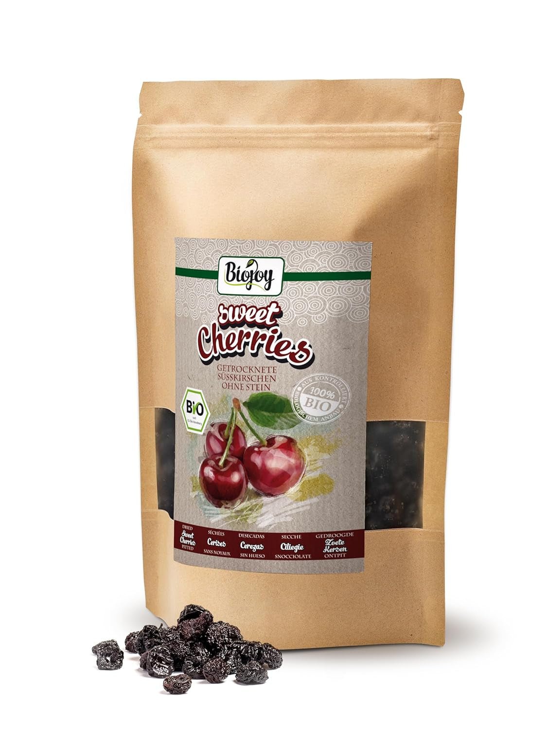 Biojoy torkade söta körsbär (500 g), urkärnade och svavelfria Torkade produkter Naty Shop