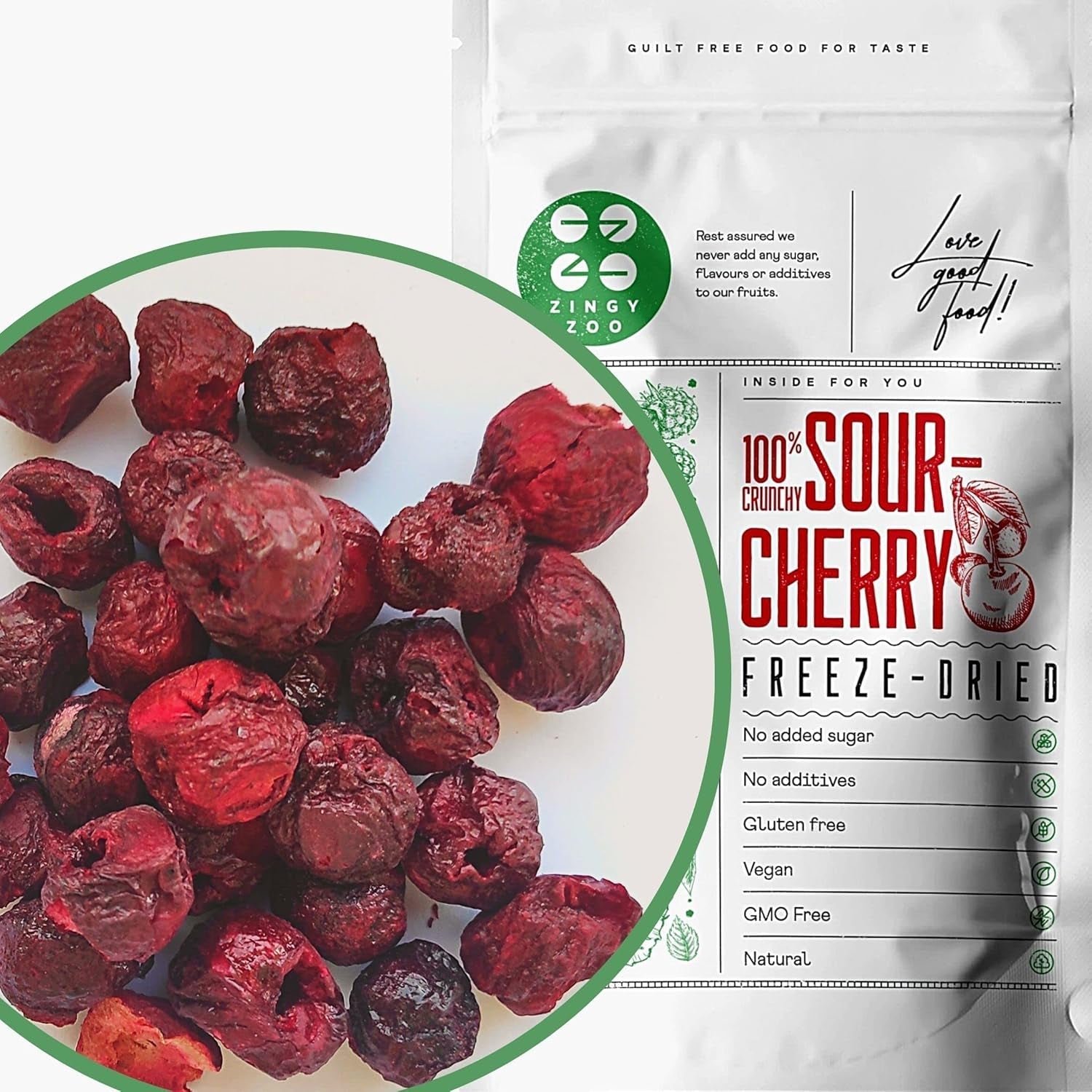 Freeze-dried cherries | Dried sour cherries | Frystorkade frukter | Frystorkade torkade frukter | Frystorkade frukter Torkade körsbär | Päls Smoothie Frystorkade frukter (90g) Dehydrerade produkter Naty Shop 90 G (1 förpackning)