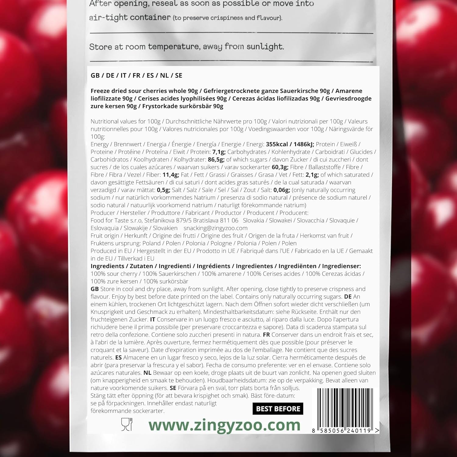 Freeze-dried cherries | Dried sour cherries | Frystorkade frukter | Frystorkade torkade frukter | Frystorkade frukter Torkade körsbär | Päls Smoothie Frystorkade frukter (90g) Dehydrerade produkter Naty Shop