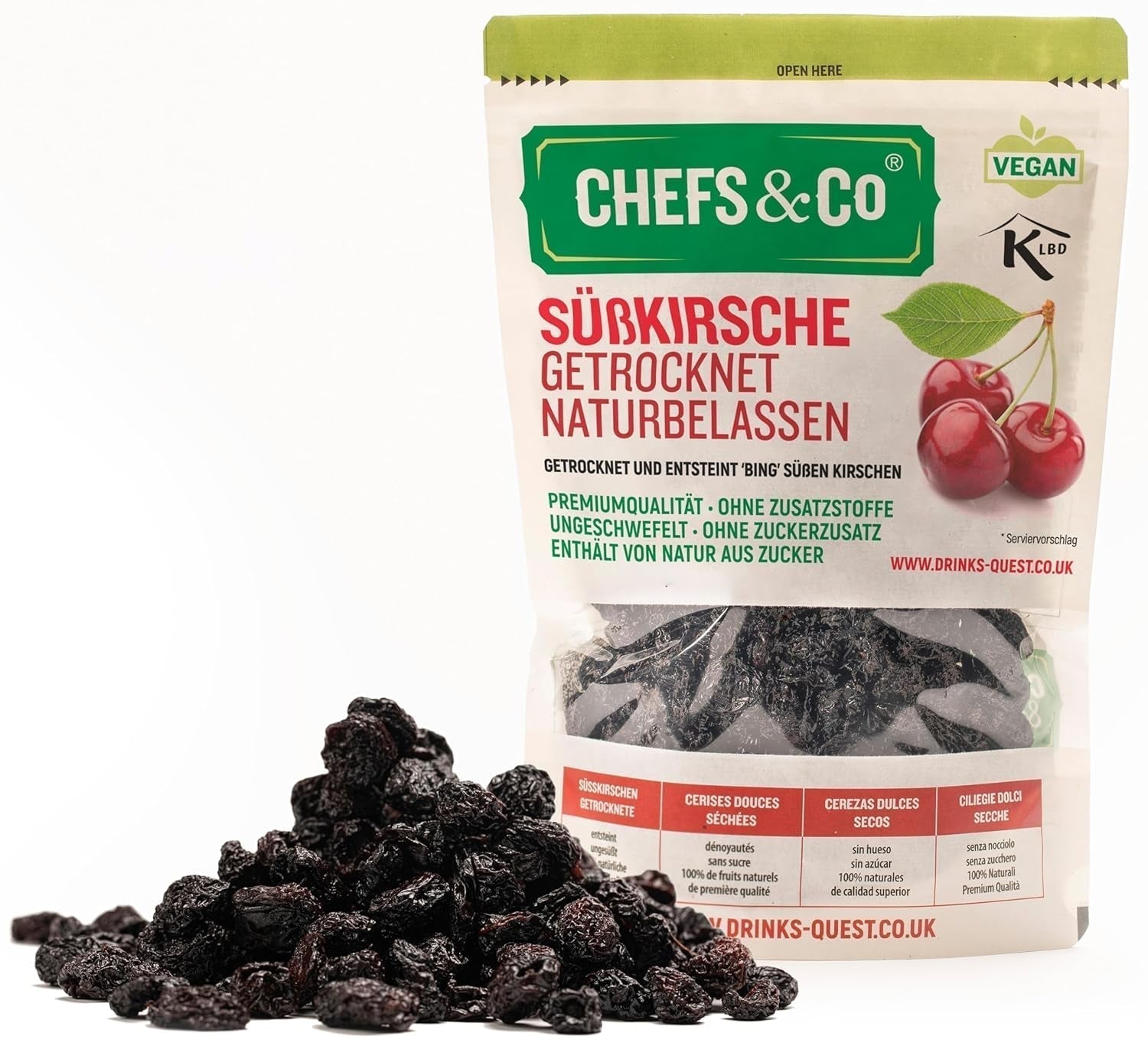 TORKADE KÖRSBÄR (INTE TORKADE) -750g | torkade söta körsbär utan gropar | 100% naturligt | premiumkvalitet | inga tillsatser, inget svavel och inget socker Naty Shop dehydrerade produkter