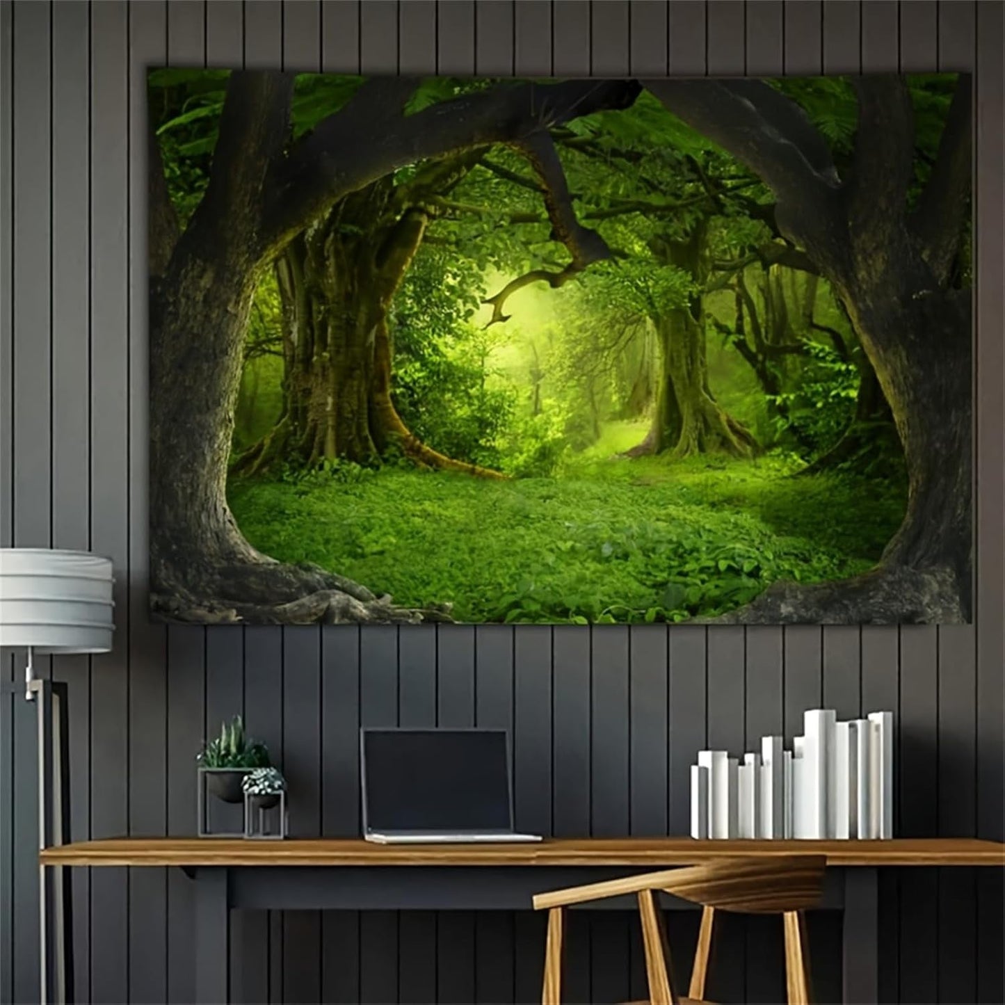Matta gobeläng skogsduk träd vattenfall dimma Hem - Tillbehör och dekorationer Naty Shop Skogsdimma 1 200L X 150B Cm