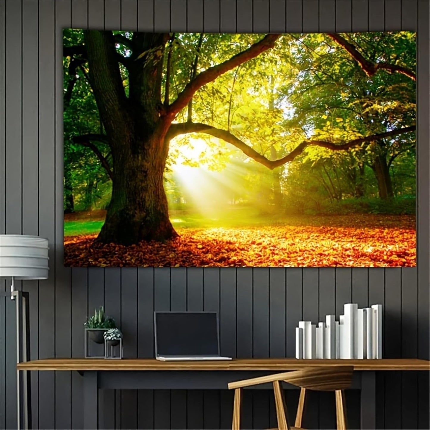 Matta gobeläng skog canvas träd sol himmel Hem - Tillbehör och dekorationer Naty Shop 200L X 150B Cm