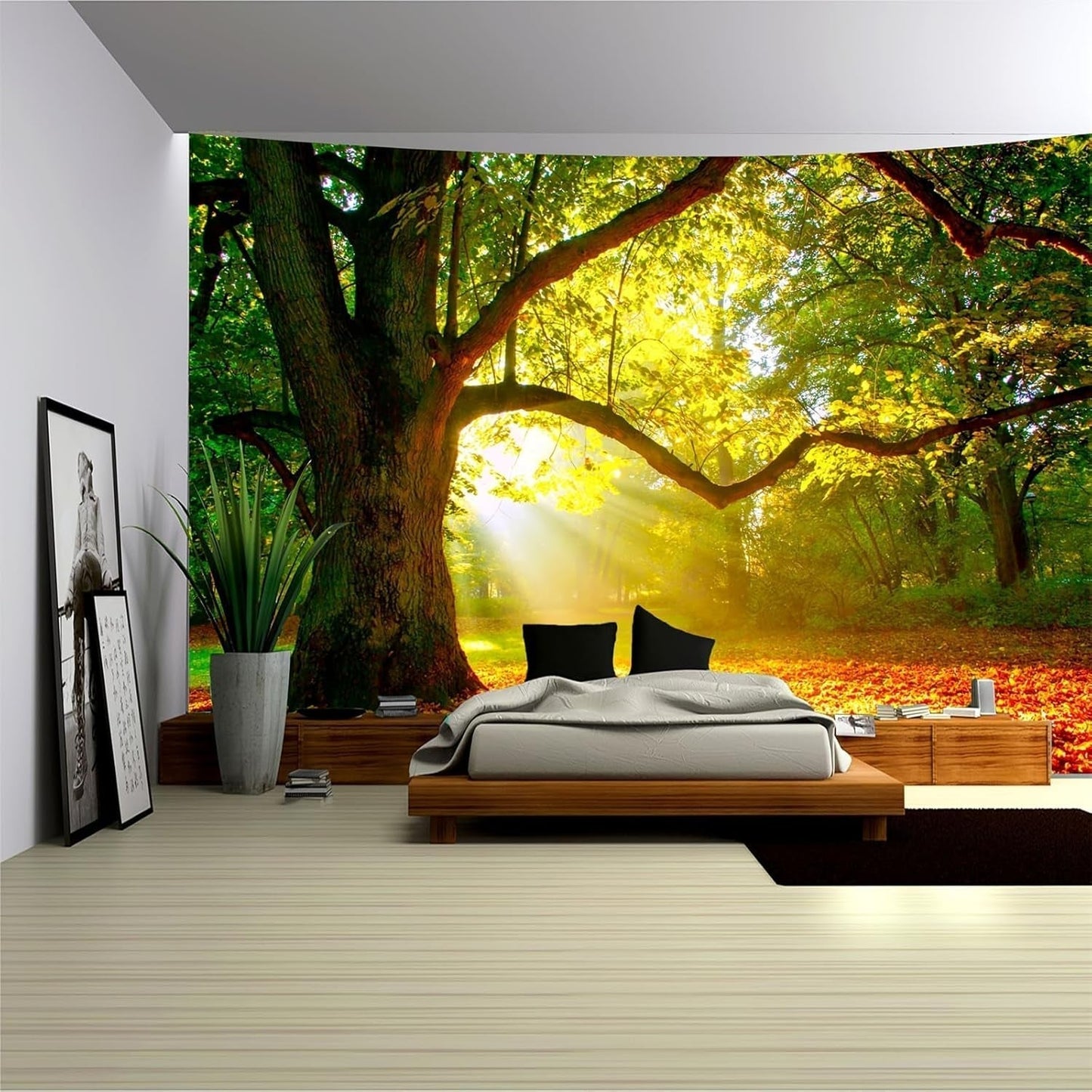 Matta gobeläng skog canvas träd sol himmel Hem - Tillbehör och dekorationer Naty Shop 230L X 180B Cm