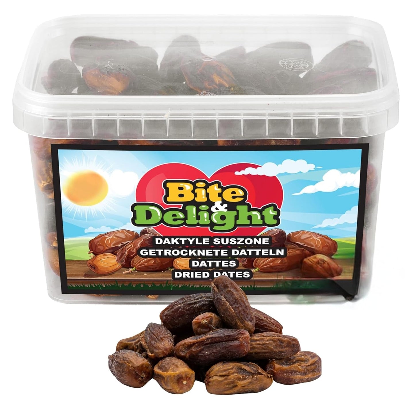 Bite & Delight torkade dadlar - Hela, torkade och naturliga - Aromatiska sötsaker - Läckra och saftiga - Färdigt fruktsnack - Vegansk - Inget tillsatt socker - 1250g Naty Shop torkade produkter 1000 Ml
