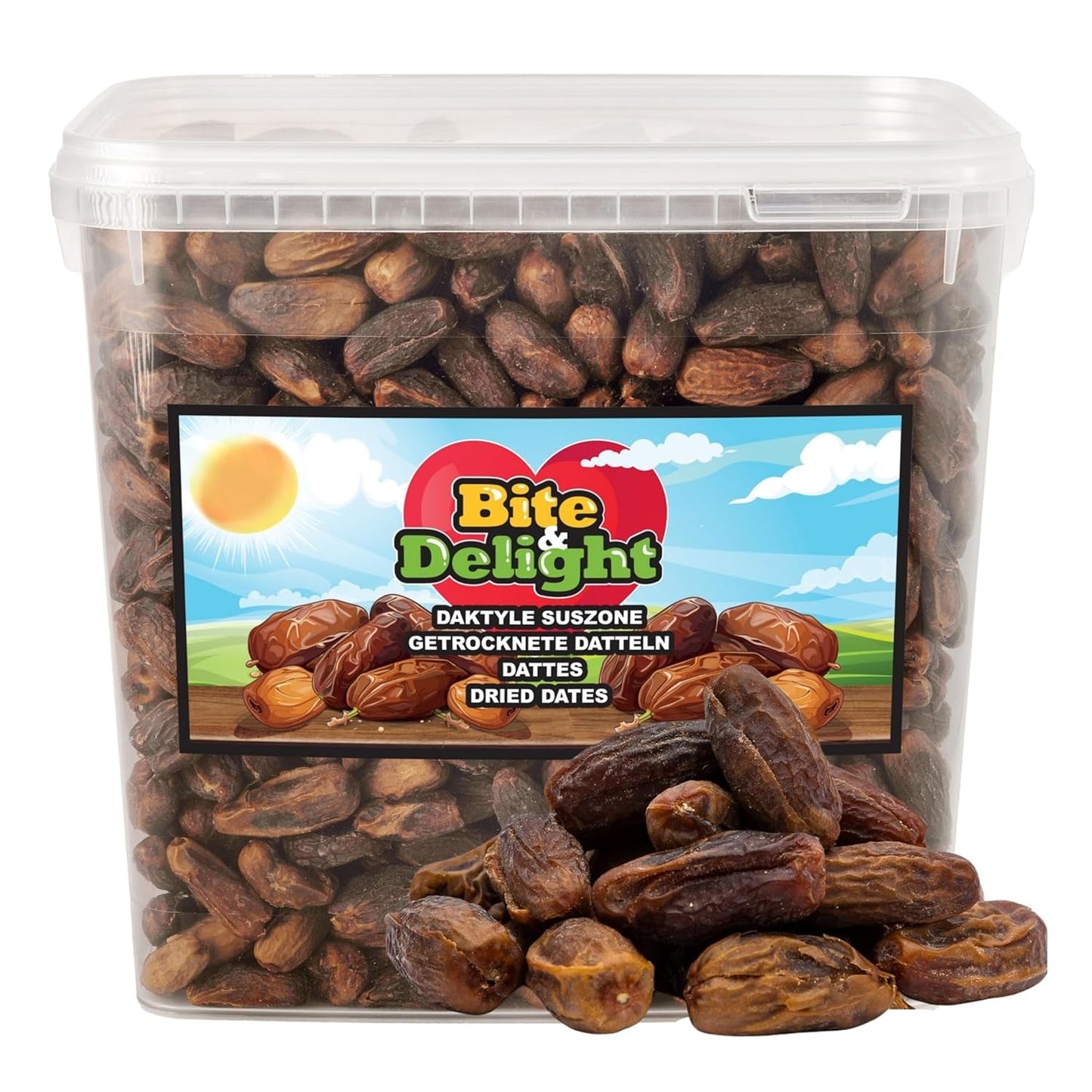 Bite & Delight torkade dadlar - Hela, torra och naturliga - Aromatiska sötsaker - Läckra och saftiga - Färdigt fruktsnack - Vegansk - Inget tillsatt socker - 1250g Naty Shop torkade produkter 10 kg
