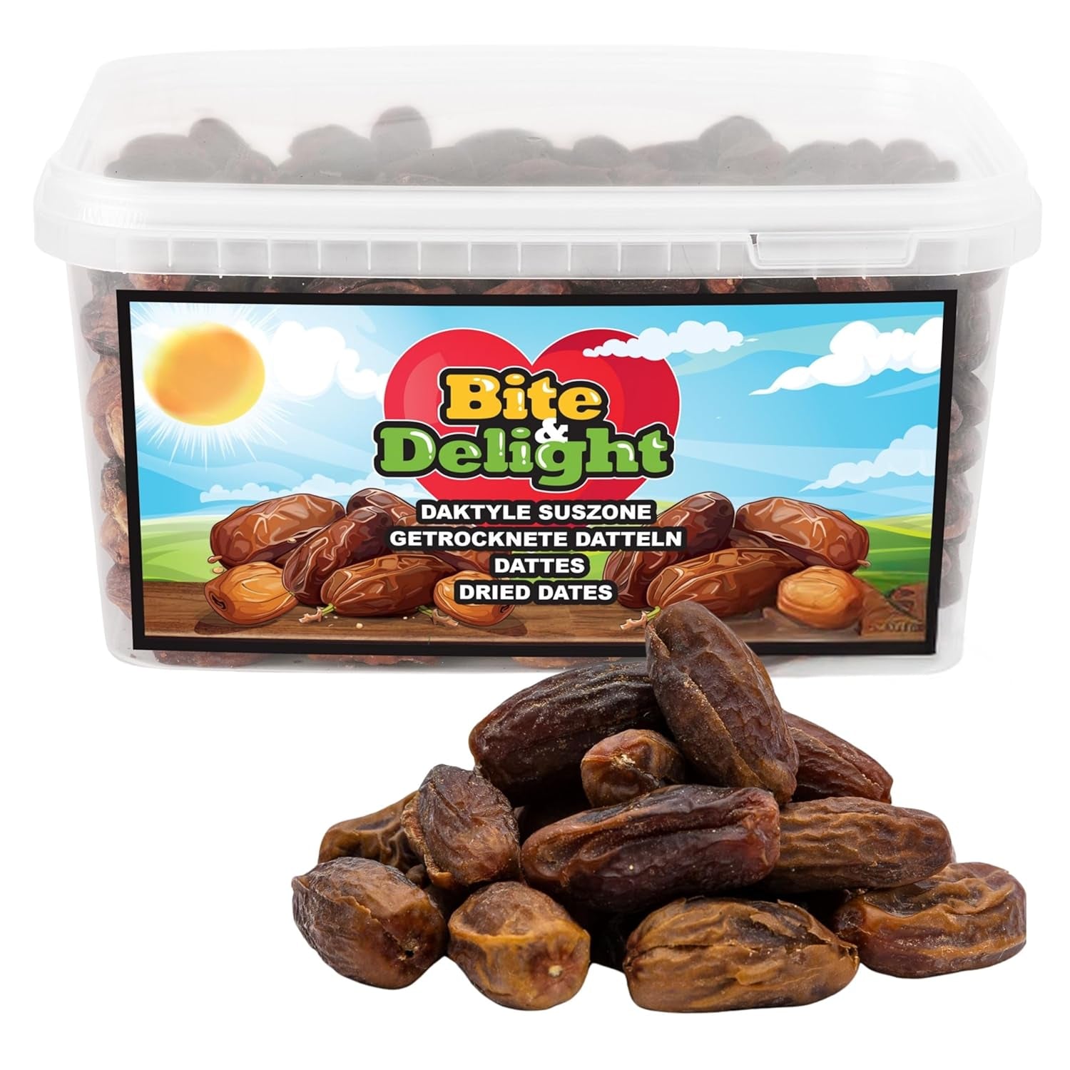 Bite & Delight torkade dadlar - Hela, torkade och naturliga - Aromatiska sötsaker - Läckra och saftiga - Färdigt fruktsnack - Vegansk - Inget tillsatt socker - 1250g Torkade produkter Naty Shop 2500