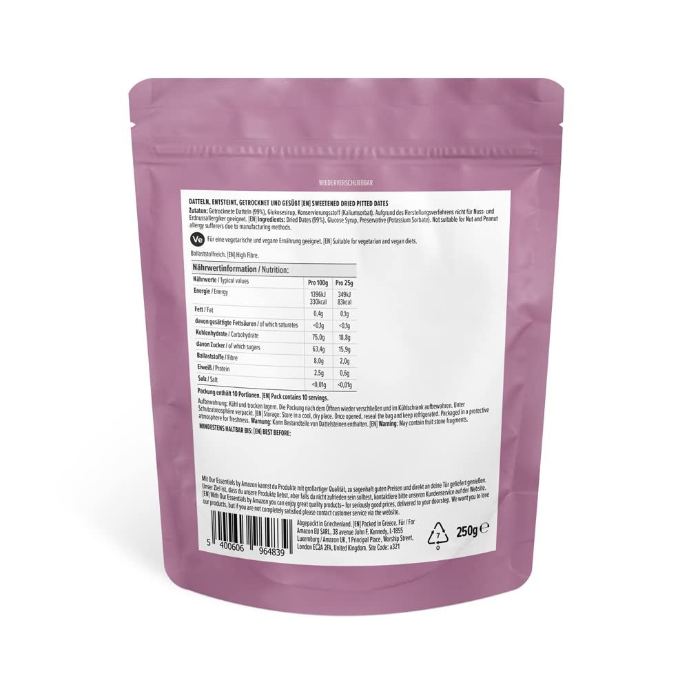 Torkade och kärnfria dadlar, 250g Naty Shop torkade produkter